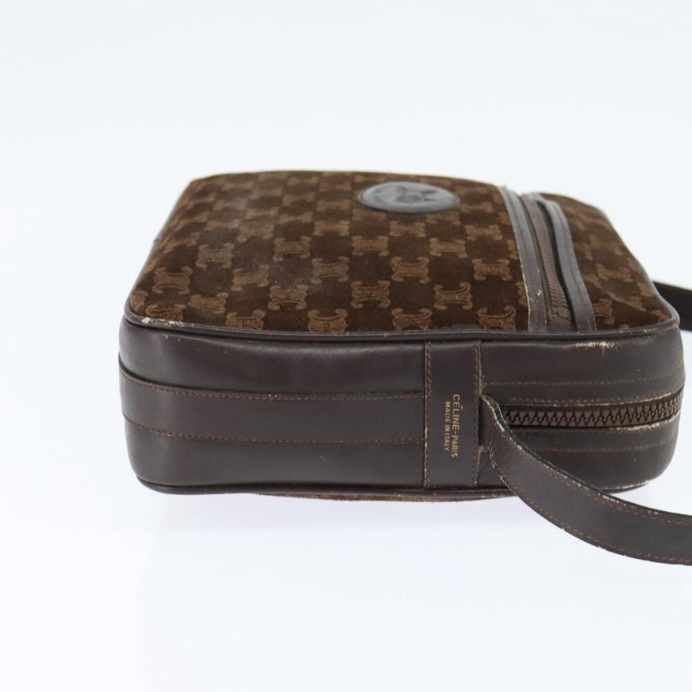 Authentic CELINE Macadam Canvas Shoulder Bag Suede Brown Gold - Picture 11 of 16